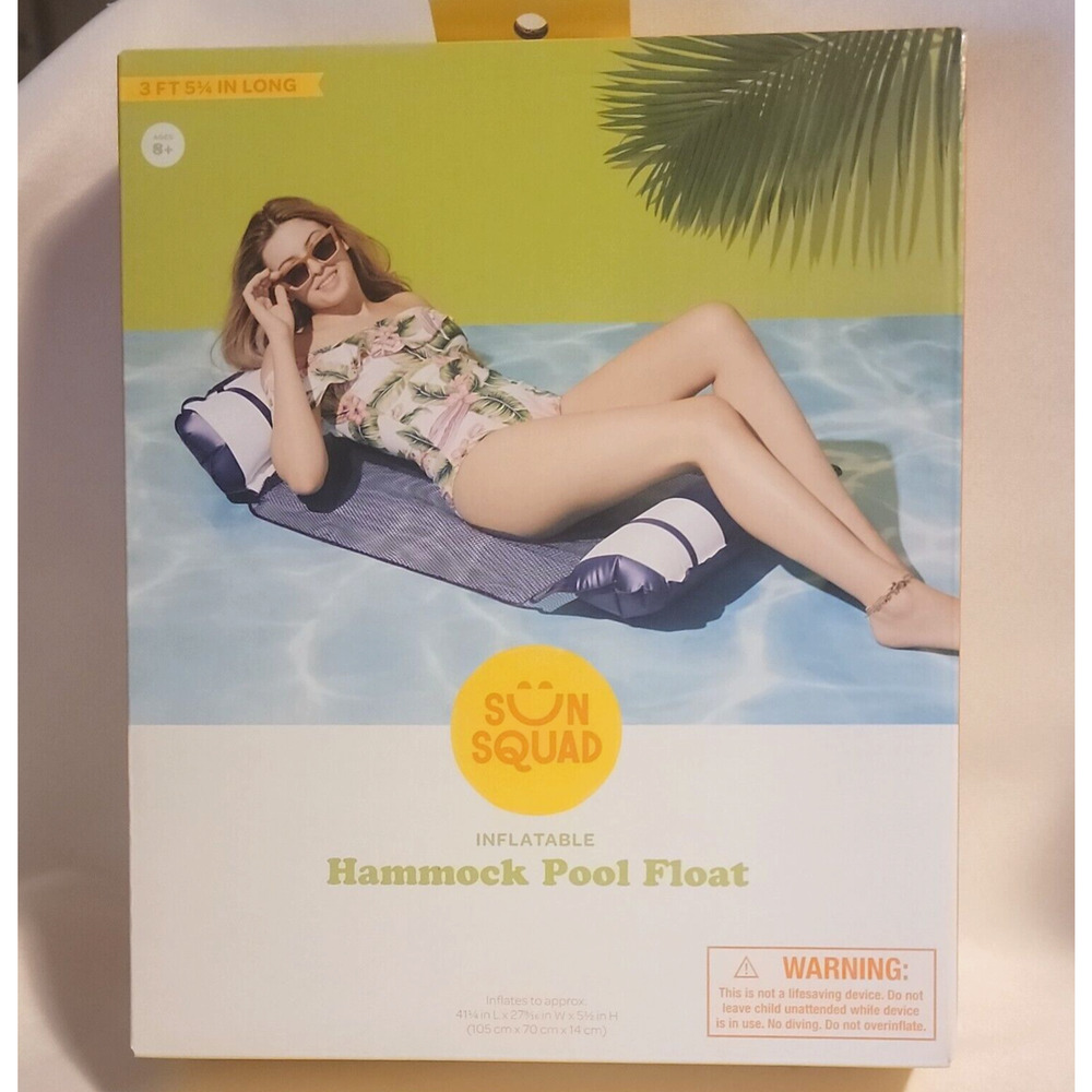 Sun Squad Inflatable Hammock Pool Float 41 1/4" Long x 27 9/16" x 5 1/2"